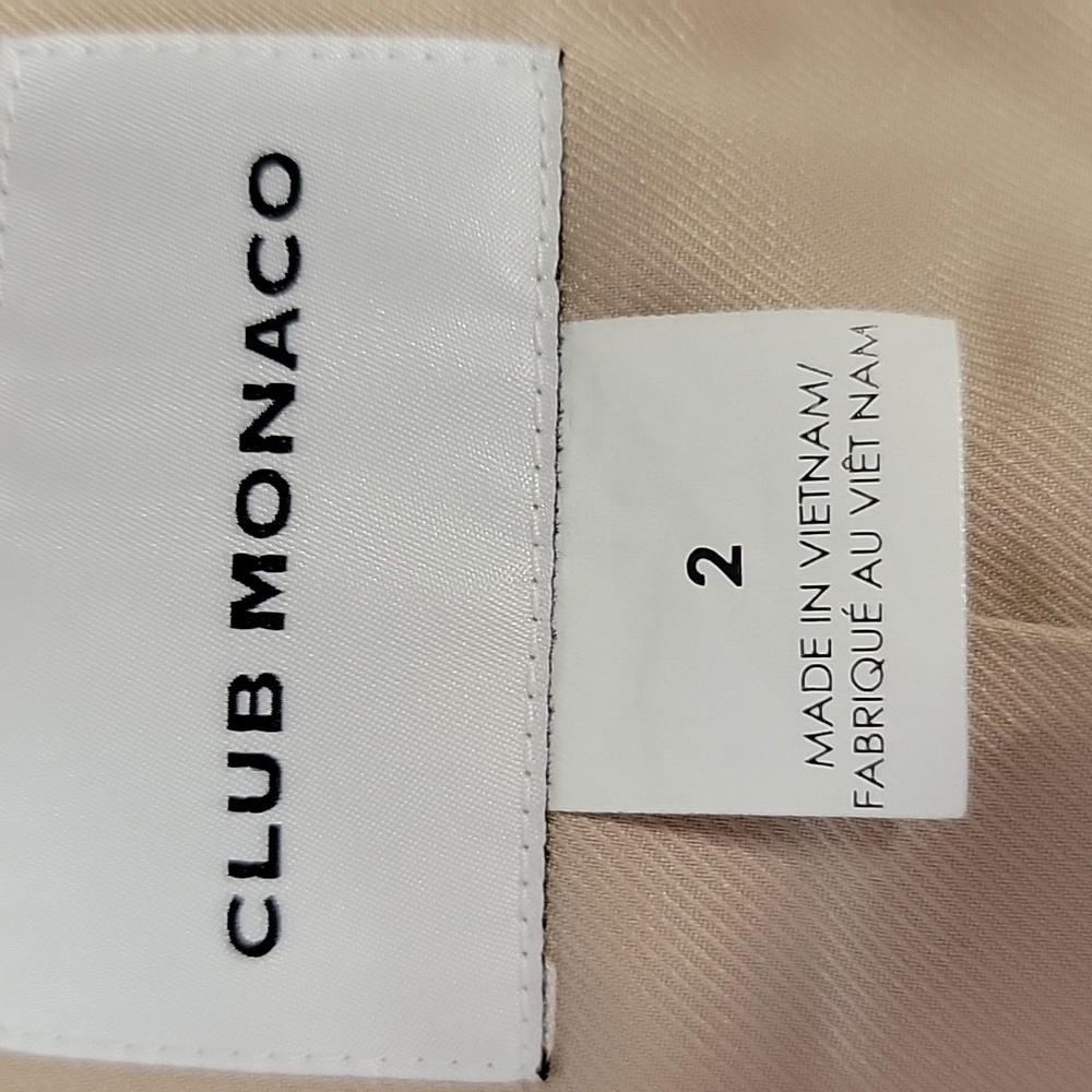Club Monaco Size 2 Beige Summer Wool Blend Blazer. FLAWED - Picture 14 of 15